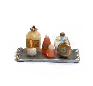 miniature bead perfume bottles and polymer clay tray